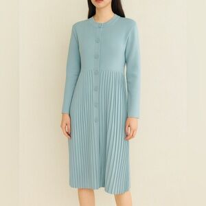 Designer Apparelel Blue Pleated Women's Dress NWT